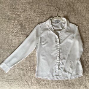 Express White Relaxed Button Down Collar Long Sleeve Shirt